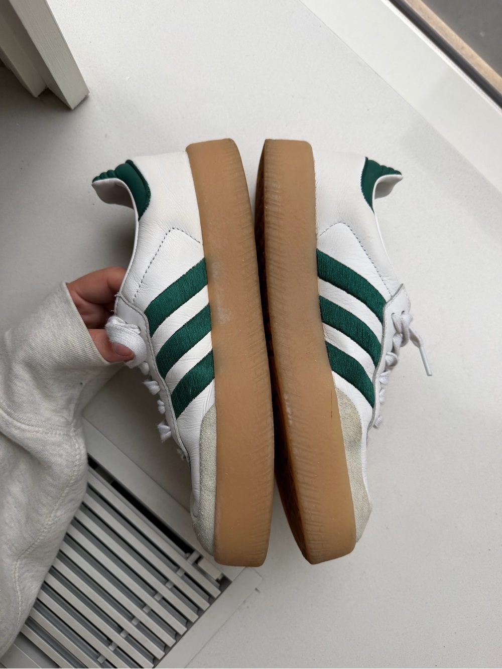adidas White & Green Sambae with Gum Sole - Picture 2 of 6